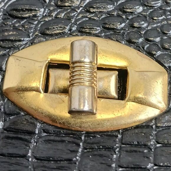 Vintage Women's Crocs Black Leather Hand Tooled Bag - Picture 3 of 15